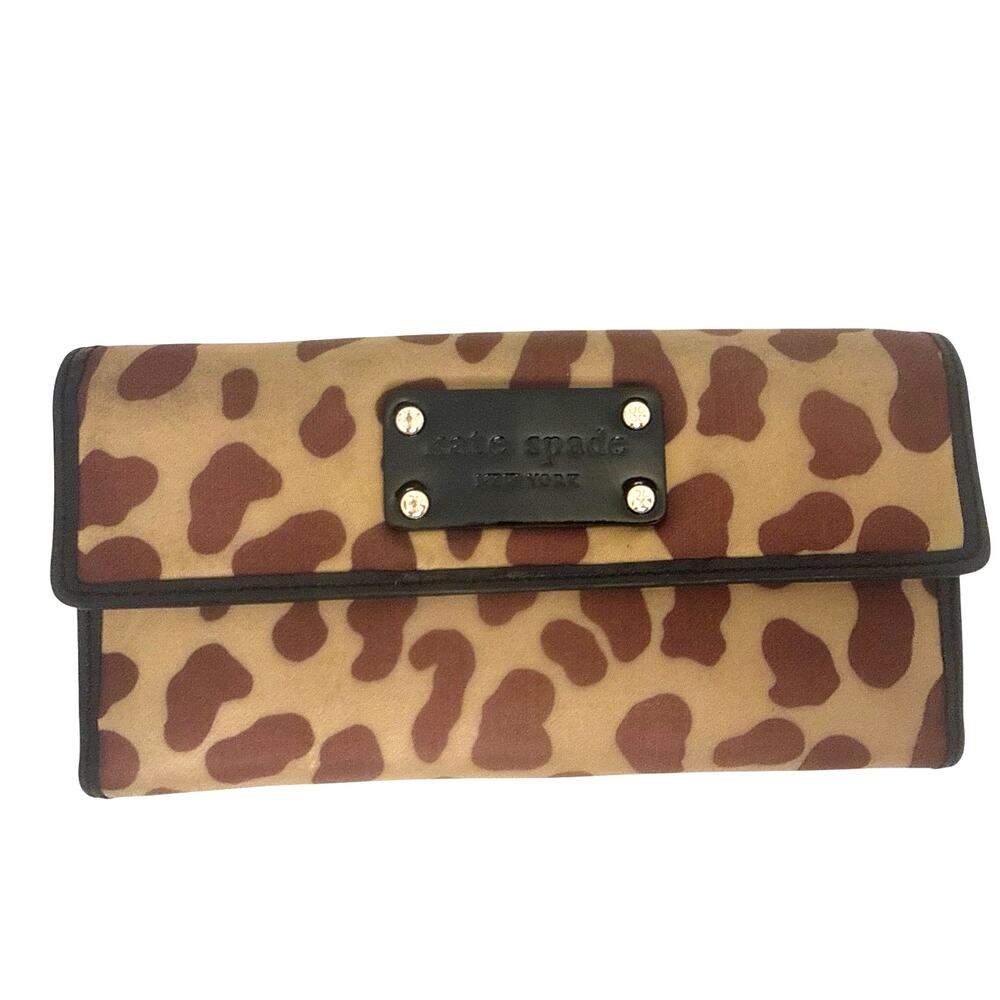 Kate Spade New York Cedar Street Leopard Print Stacy Wallet Continental Y2K GUC